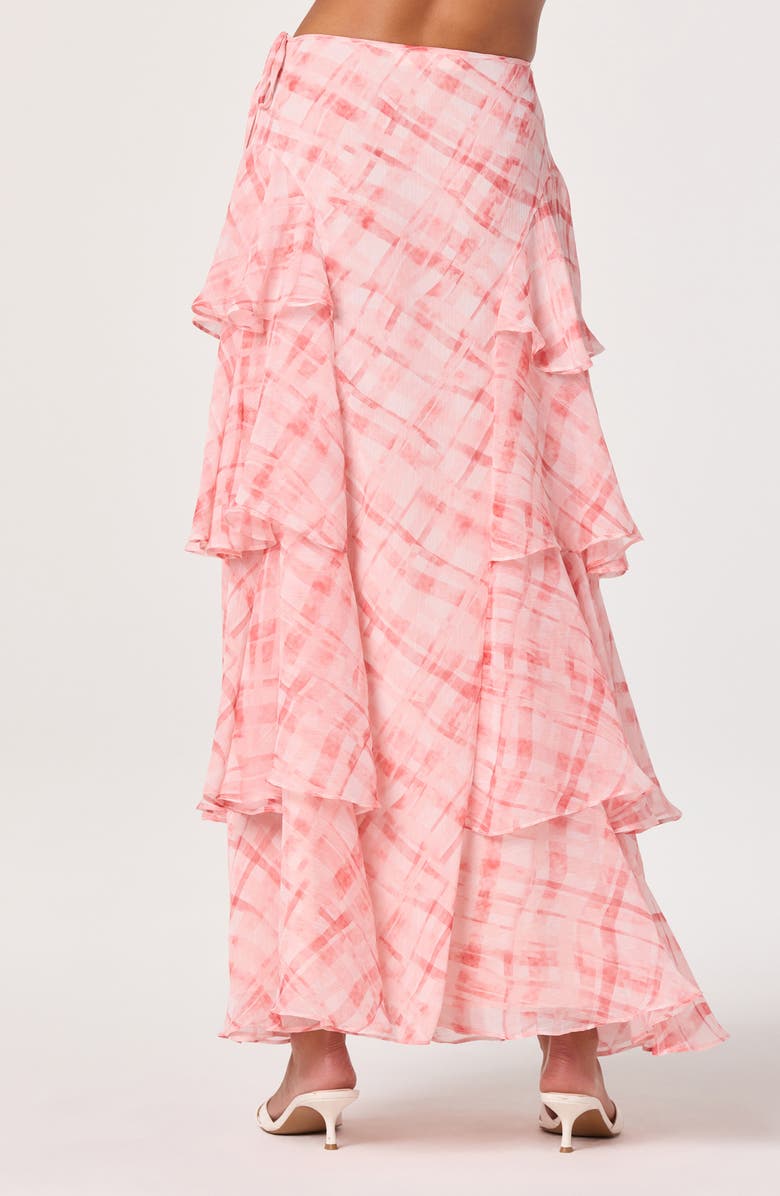 ASTR the Label Maia Plaid Ruffle Tiered Maxi Skirt, Alternate, color, Pink Plaid