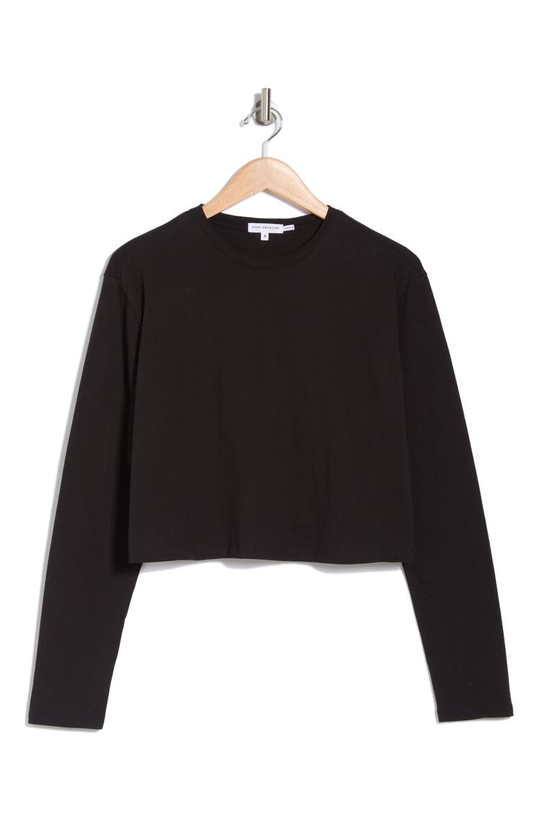 Crop Long Sleeve T-Shirt, Main, color, BLACK001