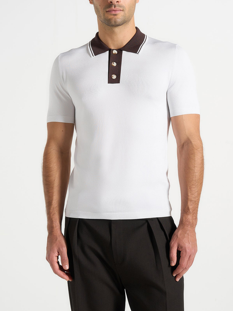 Roux Contrast Detail Luxe Knit Polo Shirt