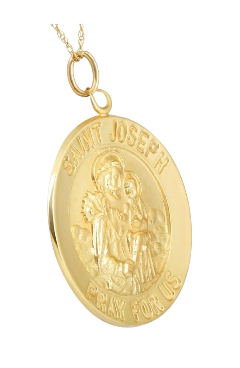 Bliss Diamond 14k Gold St. Joseph Medal Pendant 1" Tall 3 Grams, Alternate, color,