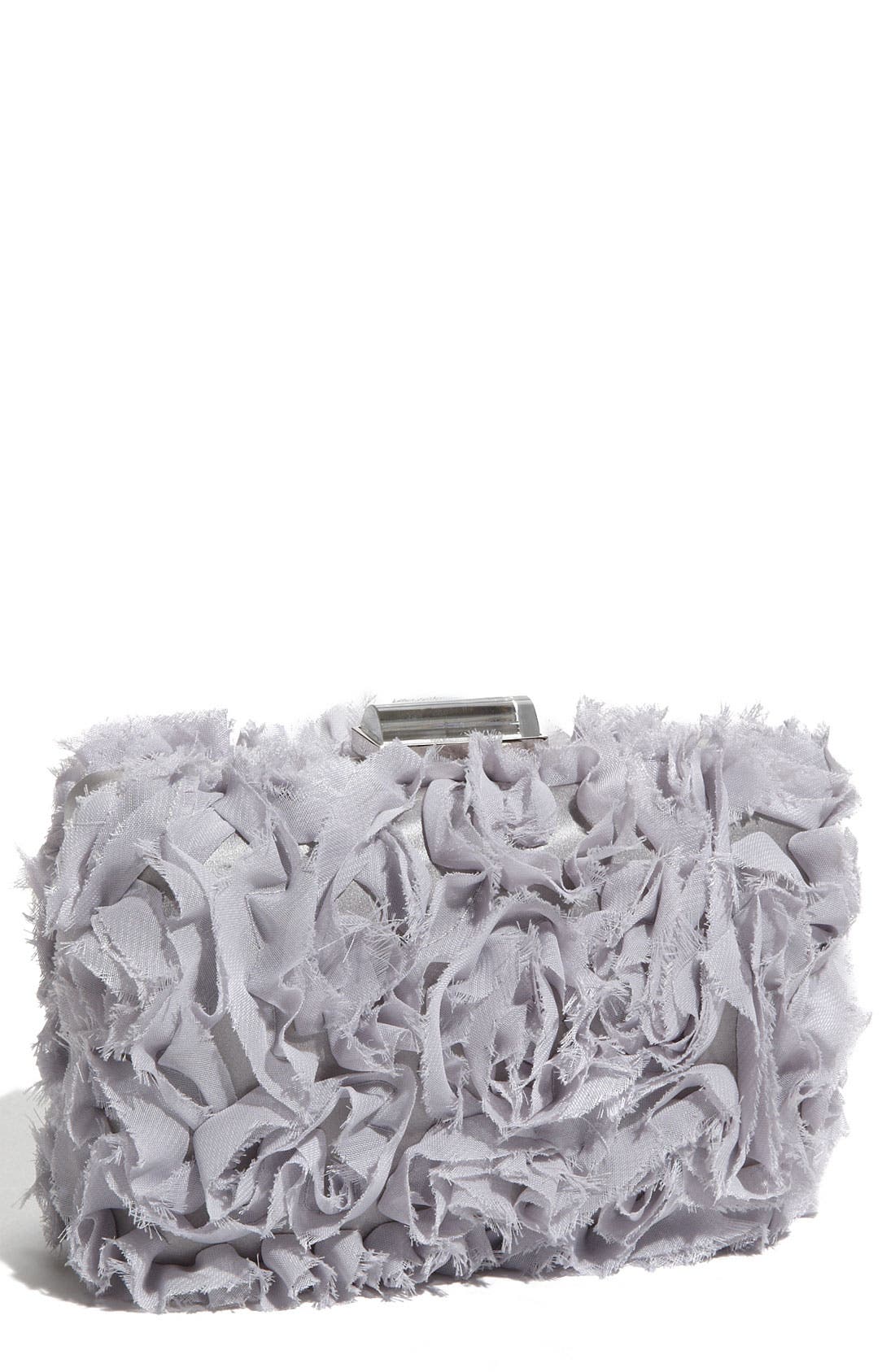 'Taylor' Rosette Box Clutch, Main, color, SILVER