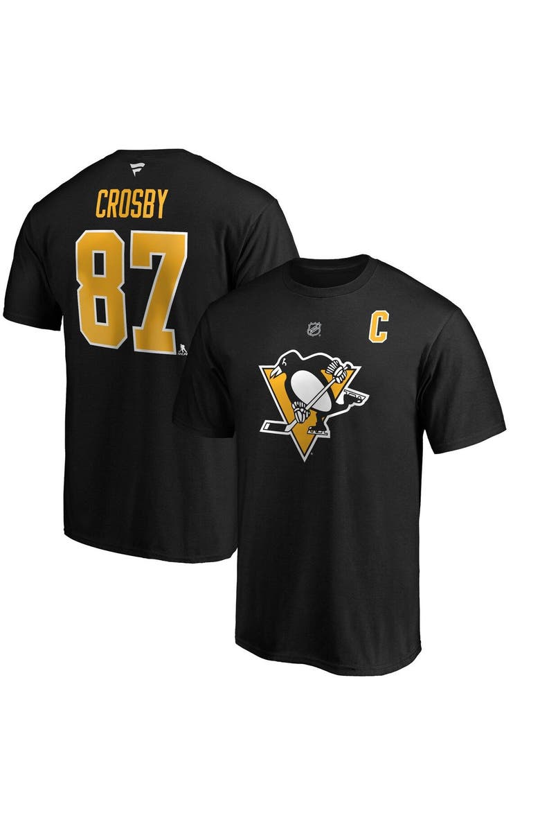 FANATICS Men's Fanatics Branded Sidney Crosby Black Pittsburgh Penguins Team Authentic Stack Name & Number T-Shirt, Alternate, color, Black