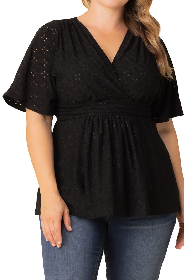 Sunny Day Eyelet Wrap Top, Alternate, color, BLACK NOIR