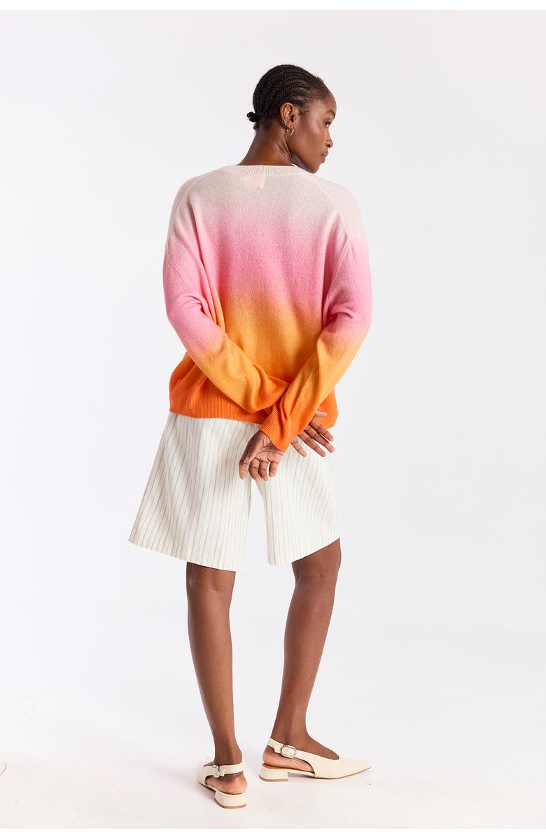 Brodie Pure Cashmere Bali Print 100% Cashmere V Neck Sweater, Alternate, color, Pink Bali Print