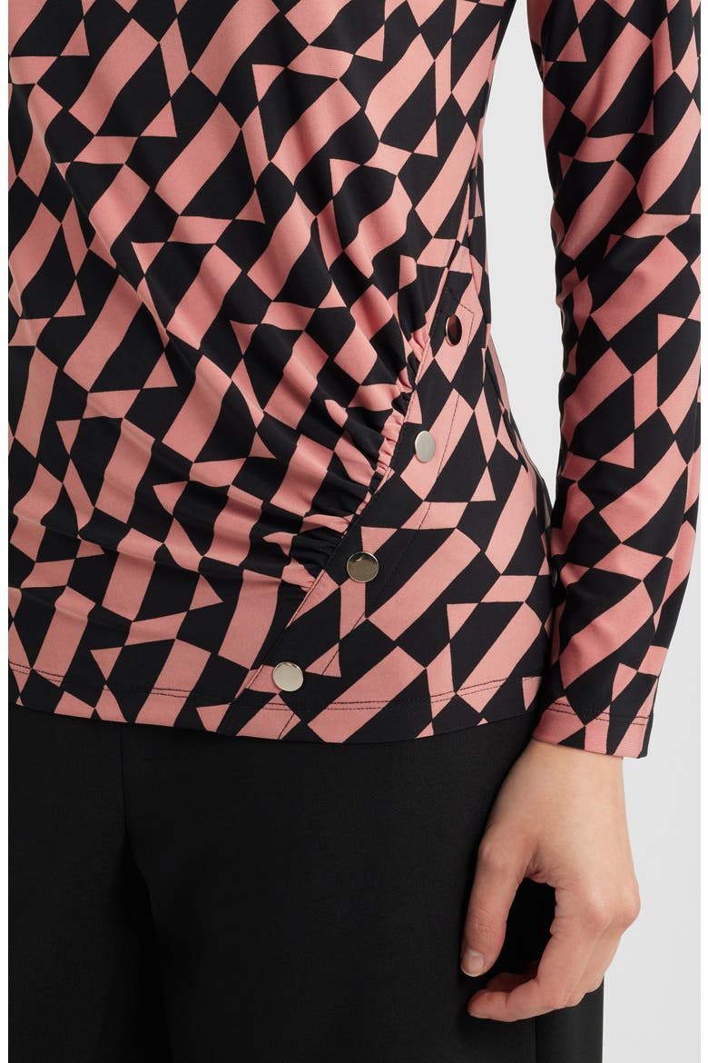 Ruched Rivet Print Top, Alternate, color, ANNE BLACK/ PRIMROSE