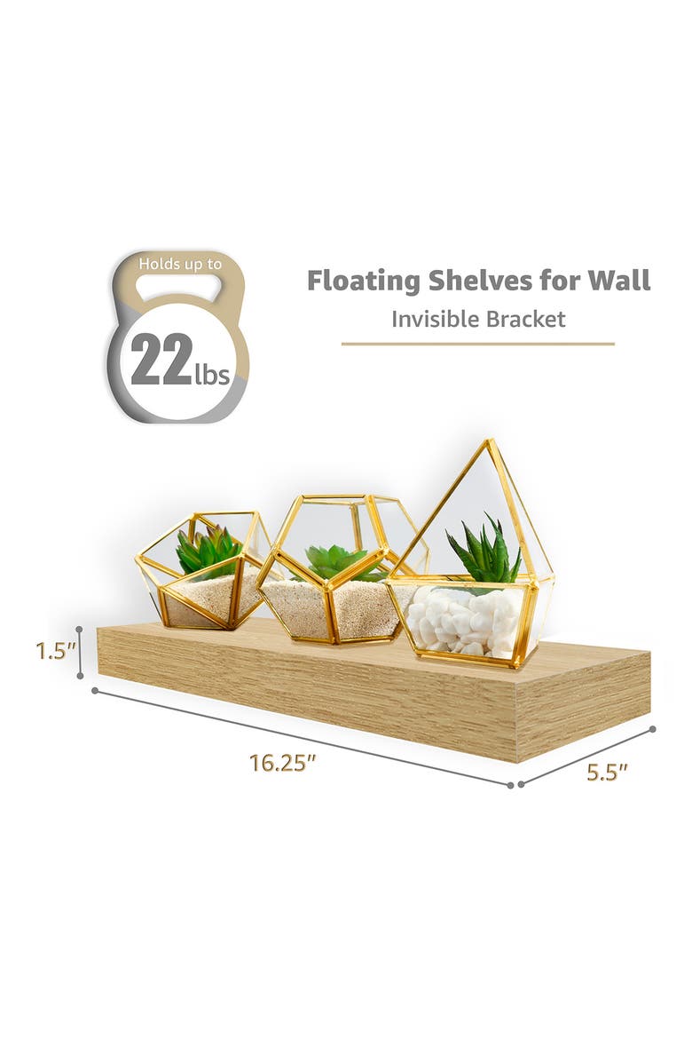Set of 3 Floating Wall Shelves, Alternate, color, PINE