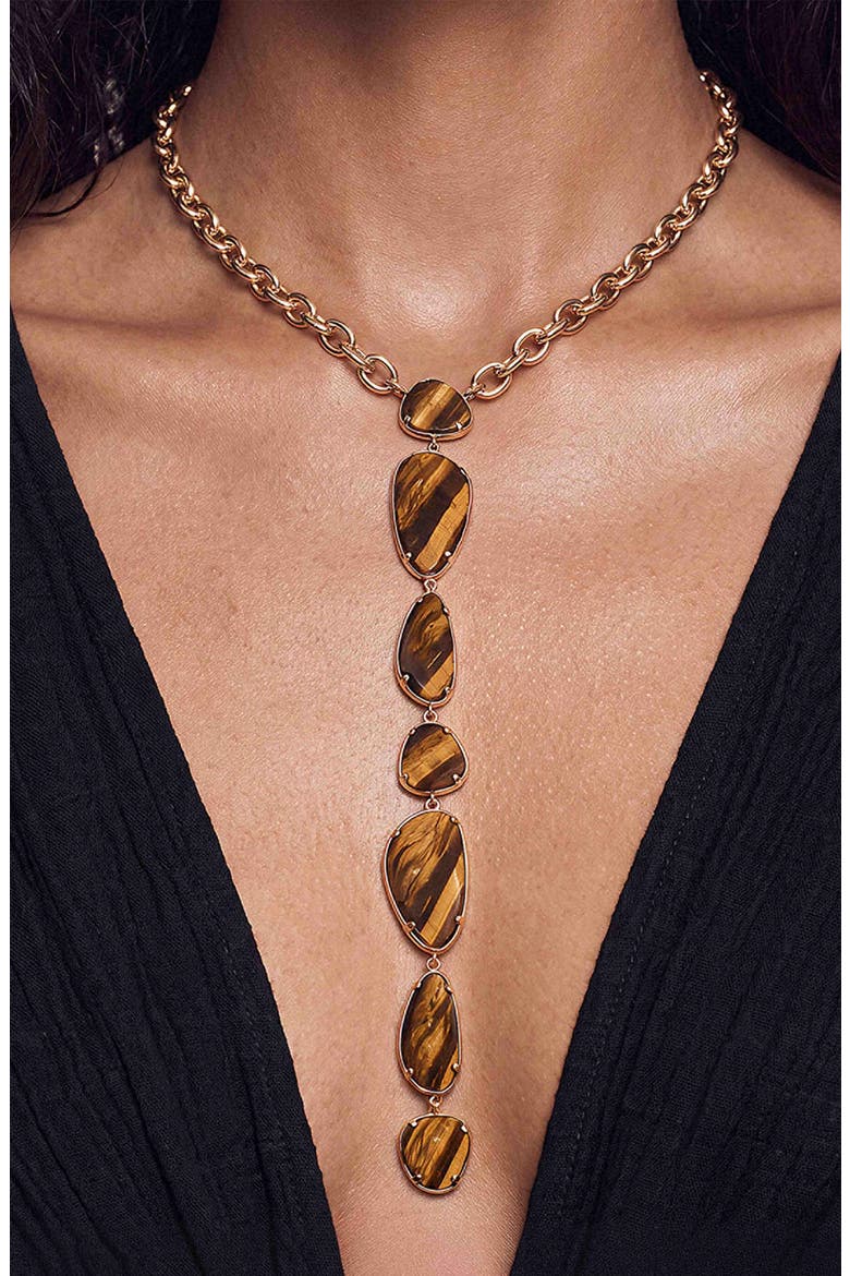 Majestic Tiger's Eye Y-Necklace, Alternate, color, TIGERS EYE