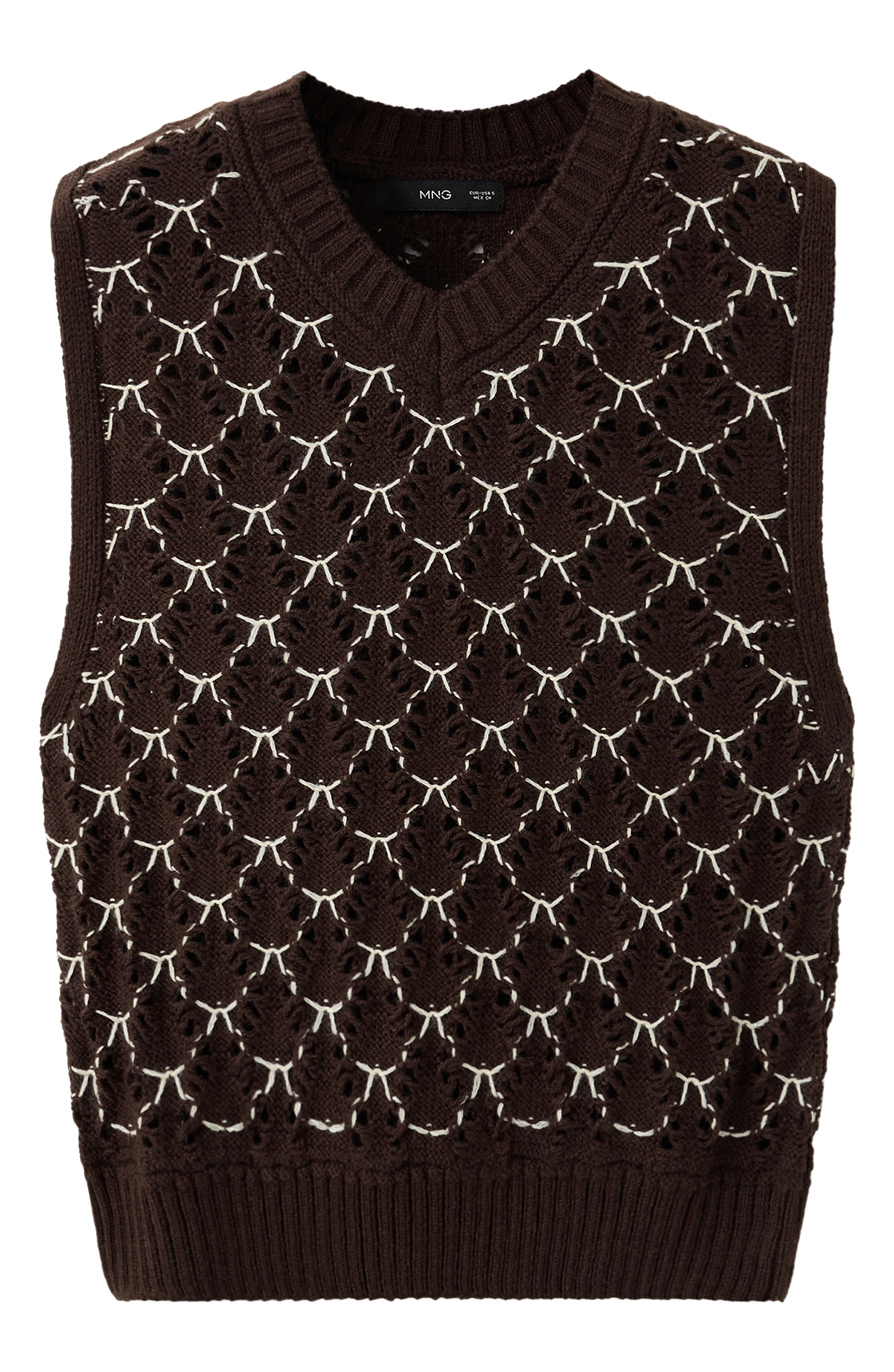 MANGO Contrast Crochet Sweater Vest (Women) | Nordstrom