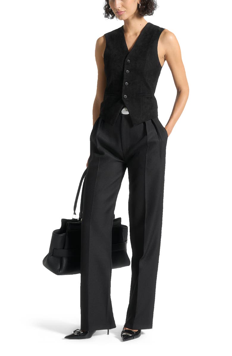 Manière De Voir Julie Tailored Twin Pleat Trousers, Alternate, color, Black