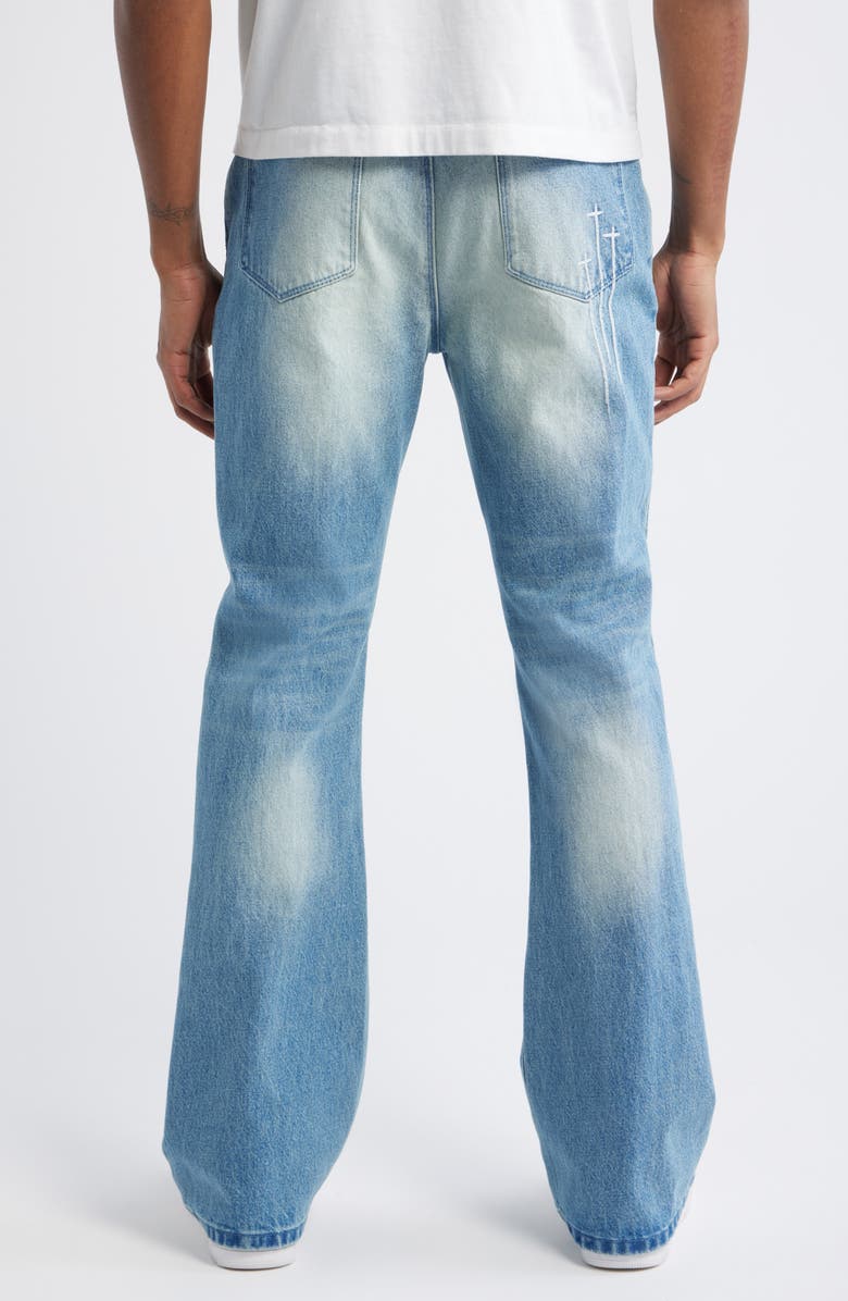 RtA Mael Slim Flare Jeans, Alternate, color, Costal Drift Triple Cross