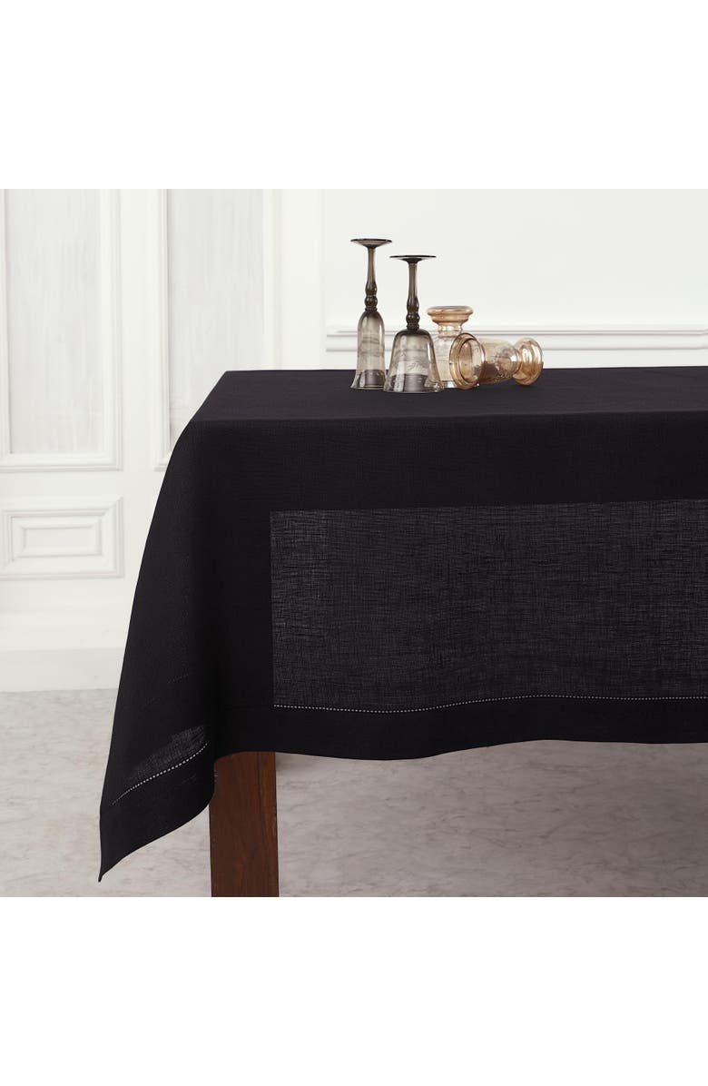 Solino Home Linen Table Throw - Classic Hemstitch, Main, color, Black