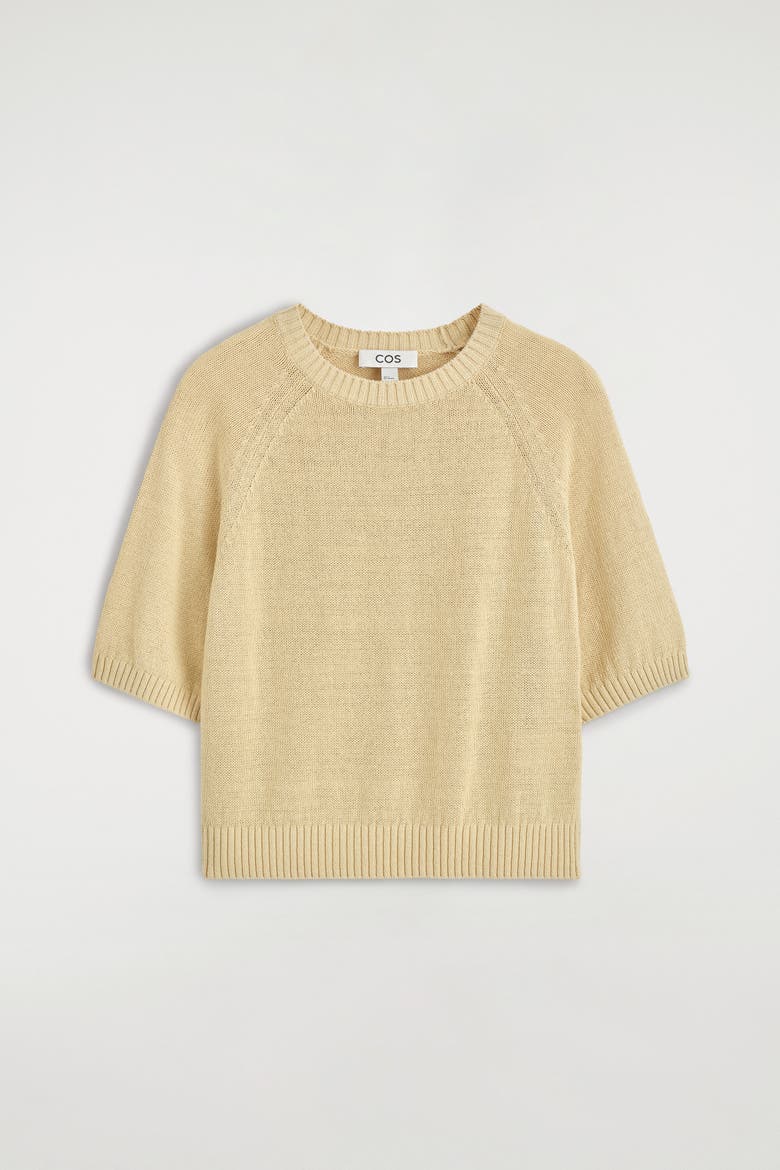 Shrunken Knitted Linen T-Shirt, Alternate, color, YELLOW