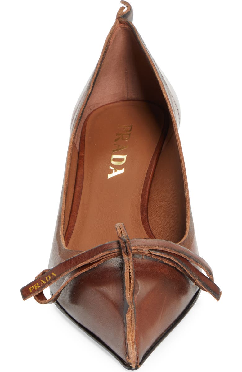 Prada Exposed Seam Kitten Heel Pump, Alternate, color, Cacao