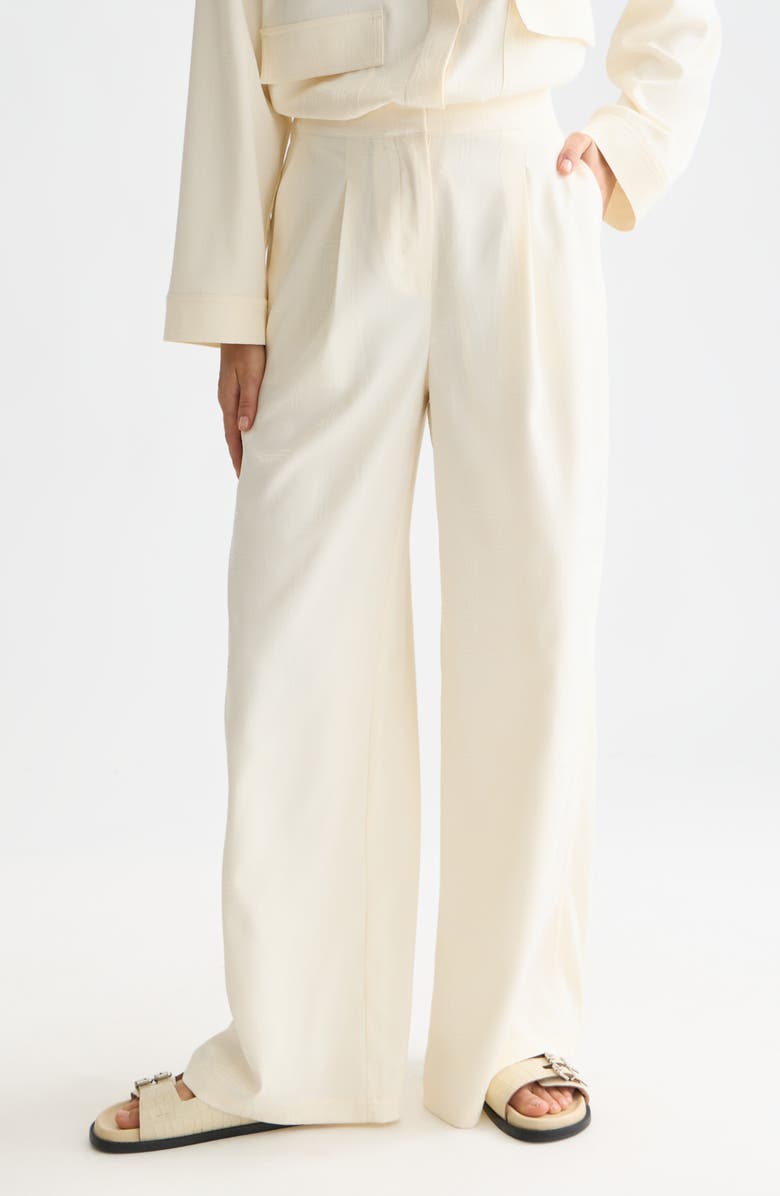 Scotch & Soda Eleni Jacquard Wide Leg Pants, Main, color, Eggnog