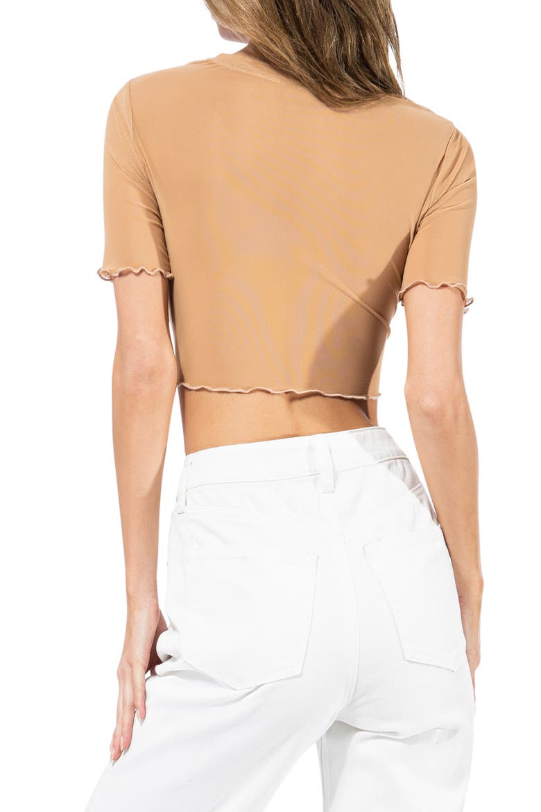 Isla Mesh Crop Shirt, Alternate, color, TAN