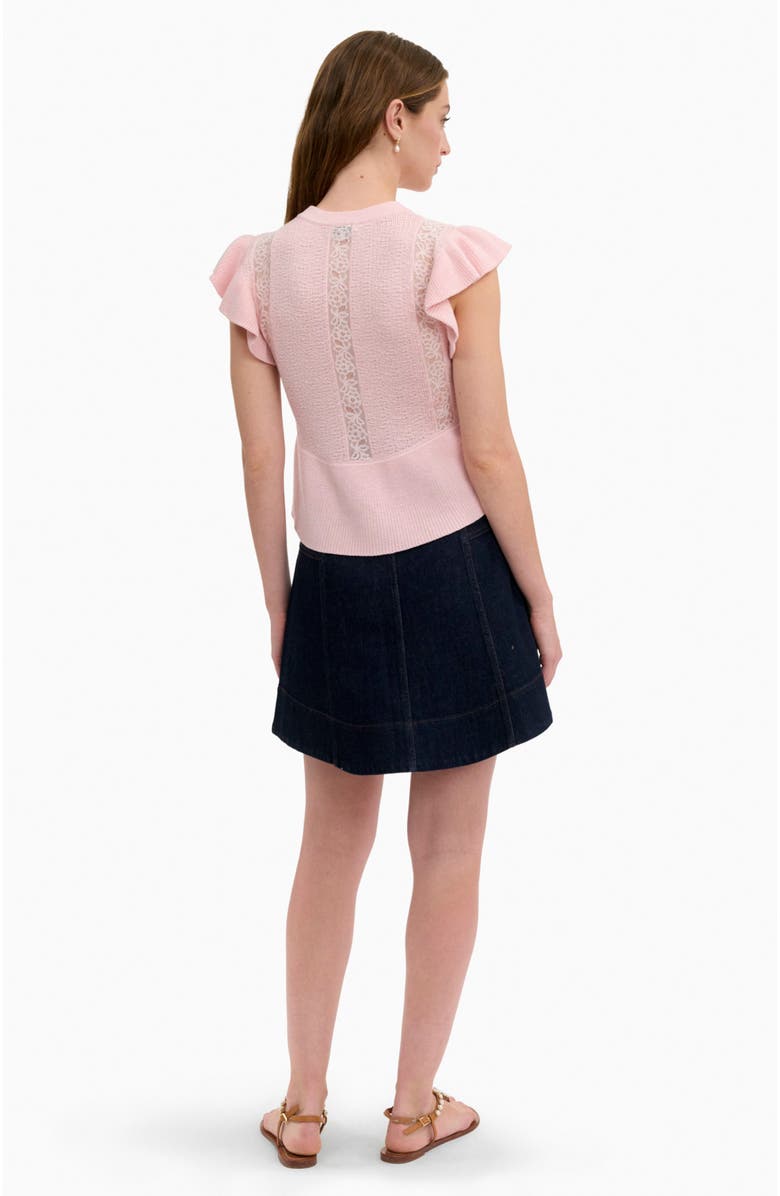 Rebecca Taylor Rhea Lace Knit Sweater, Alternate, color, Peony Pink