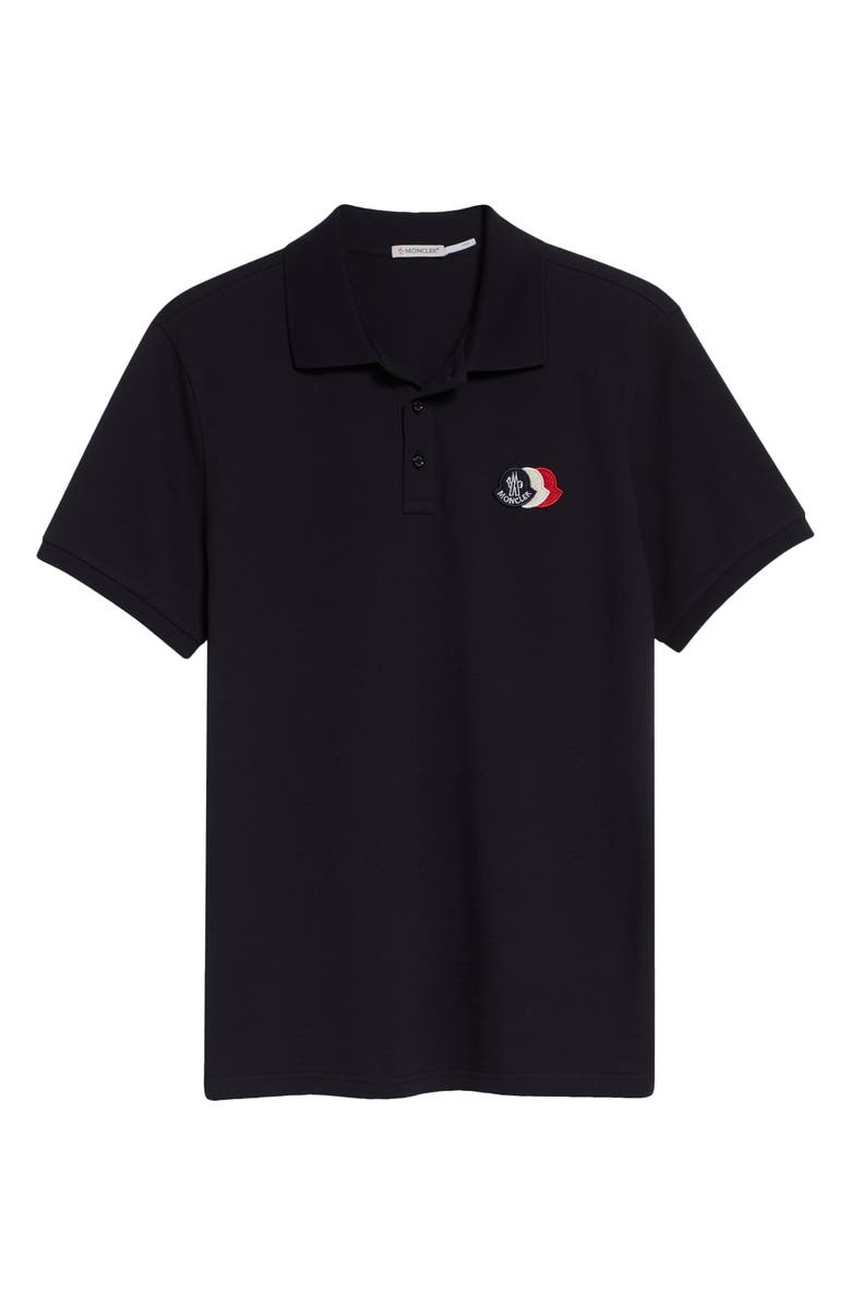 Moncler Logo Patch Cotton Polo, Main, color, Navy