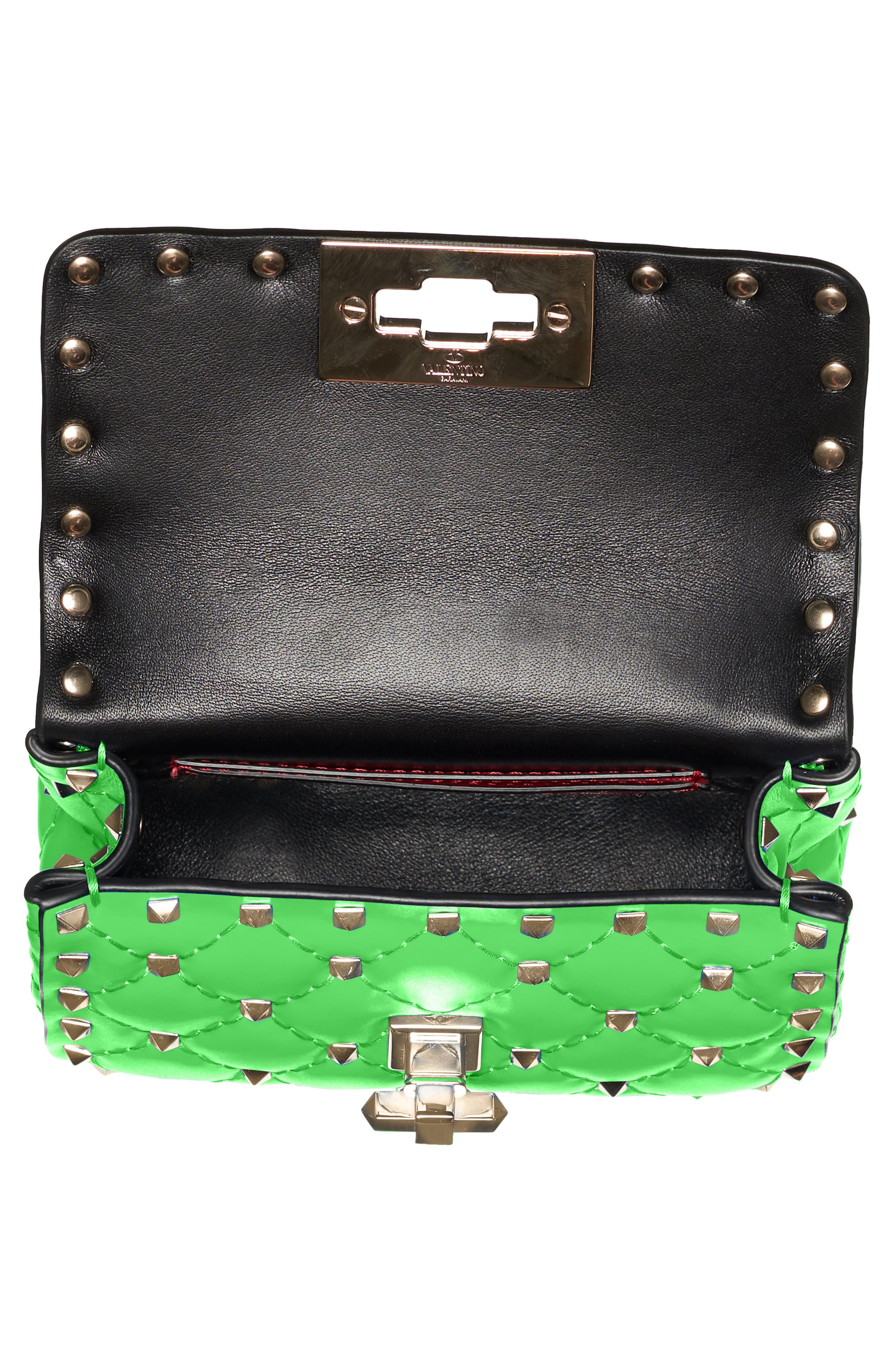 Micro Rockstud Spike It Leather Shoulder Bag, Alternate, color, GREEN FLUO
