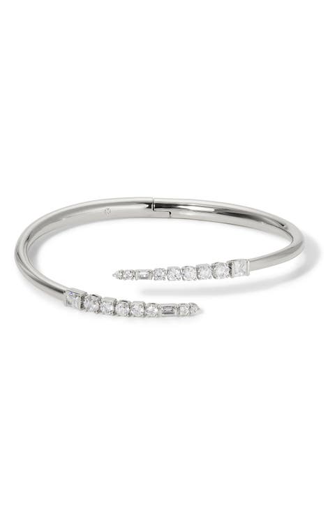 Delphine Cubic Zirconia Bypass Cuff Bracelet