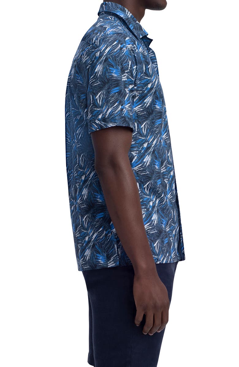 Bugatchi Men's Shaped Fit Print Stretch Cotton Short Sleeve Button-Up Shirt, Alternate, color,