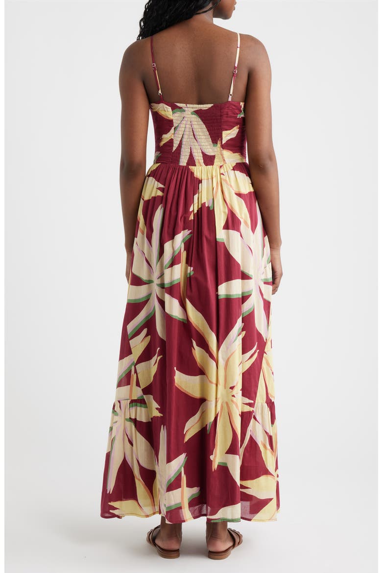Palm Floral Print A-Line Maxi Sundress, Alternate, color, RED PALMA