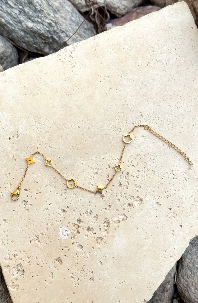 Adornia Clover Charm Station Bracelet, Alternate, color, Gold