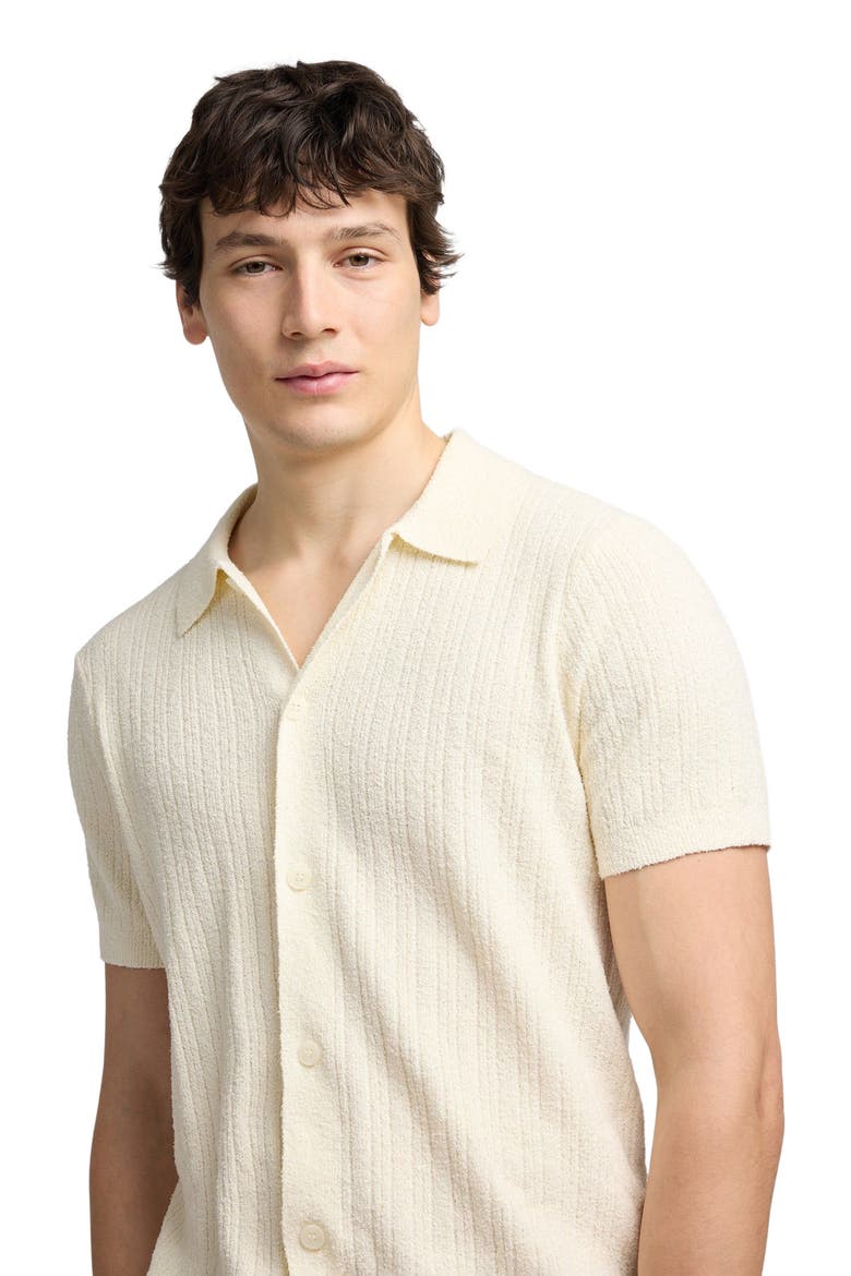 Boucle Rib Button Up Shirt, Alternate, color, Cream