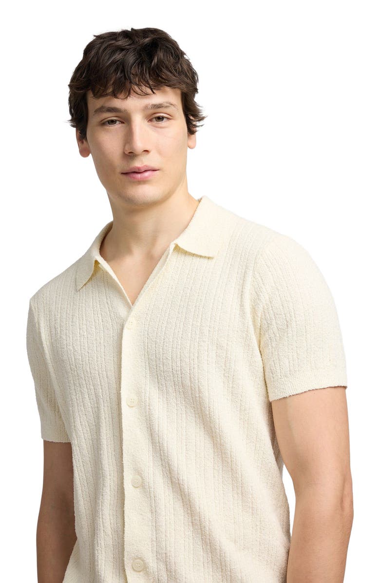 Onia Boucle Rib Button Up Shirt, Alternate, color, Cream