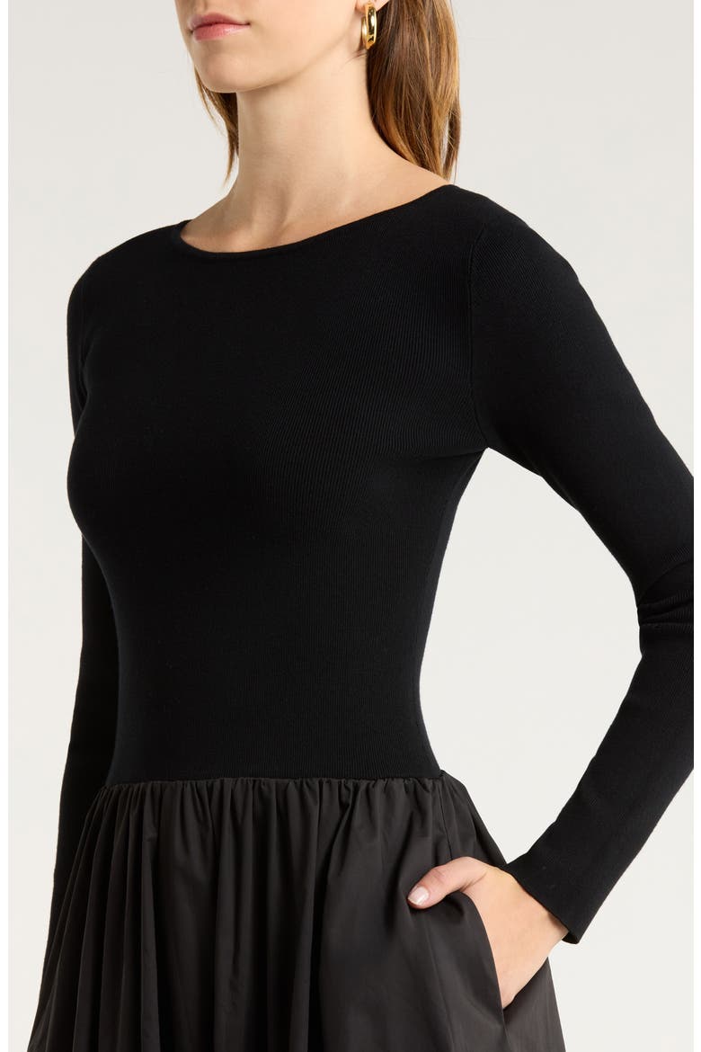 Romana Bubble Hem Cocktail Dress, Alternate, color, BLACK
