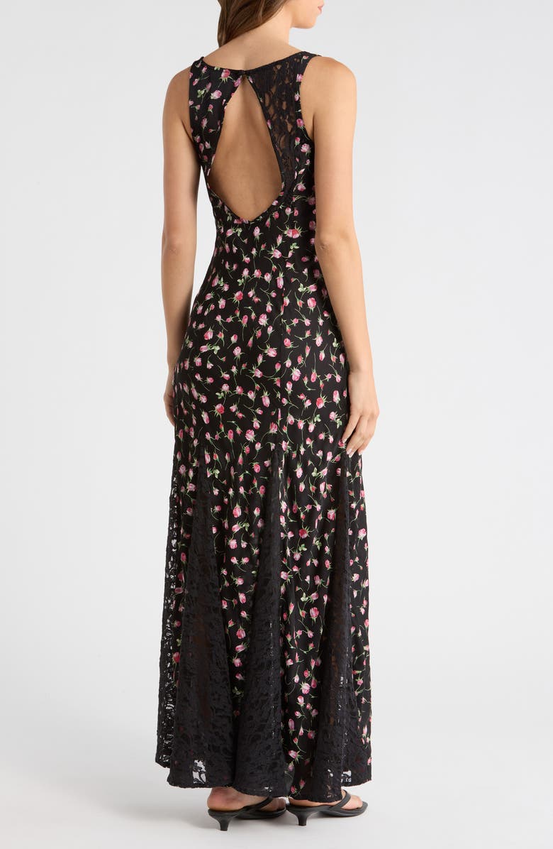 Damson Madder Genevieve Ditsy Floral Plunge Neck Midi Dress, Alternate, color, Rose