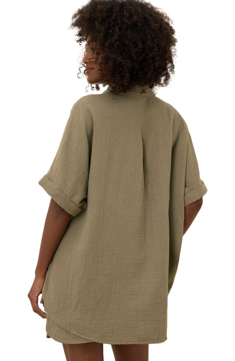 Pact Organic Cotton Coastal Double Gauze Oversized Shirt, Alternate, color, Khaki Green