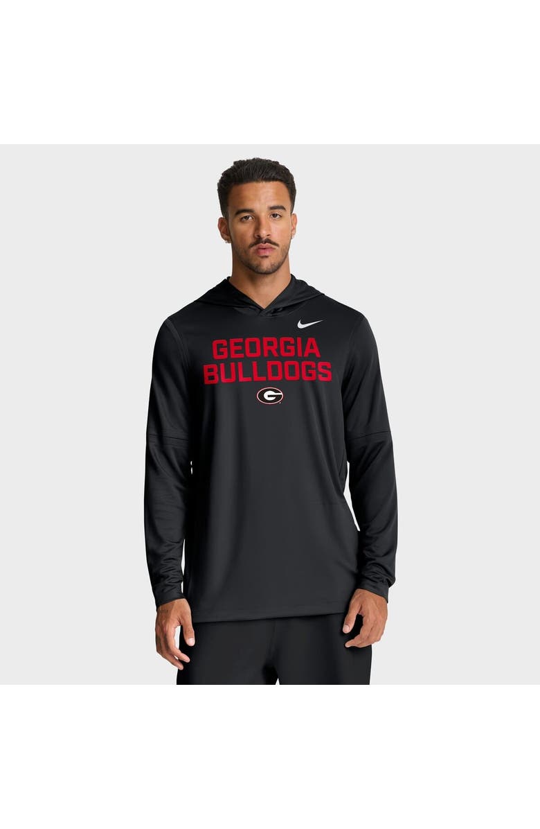 Nike Men's Nike Black Georgia Bulldogs 2025 Sideline Performance Long Sleeve Hoodie T-Shirt, Main, color, Black