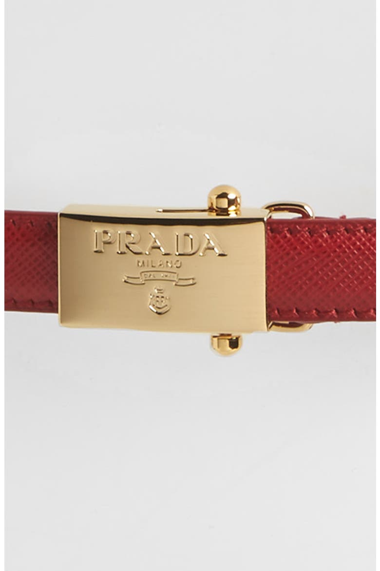 Logo Buckle Saffiano Leather Skinny Belt, Alternate, color, FUOCO/ GOLD