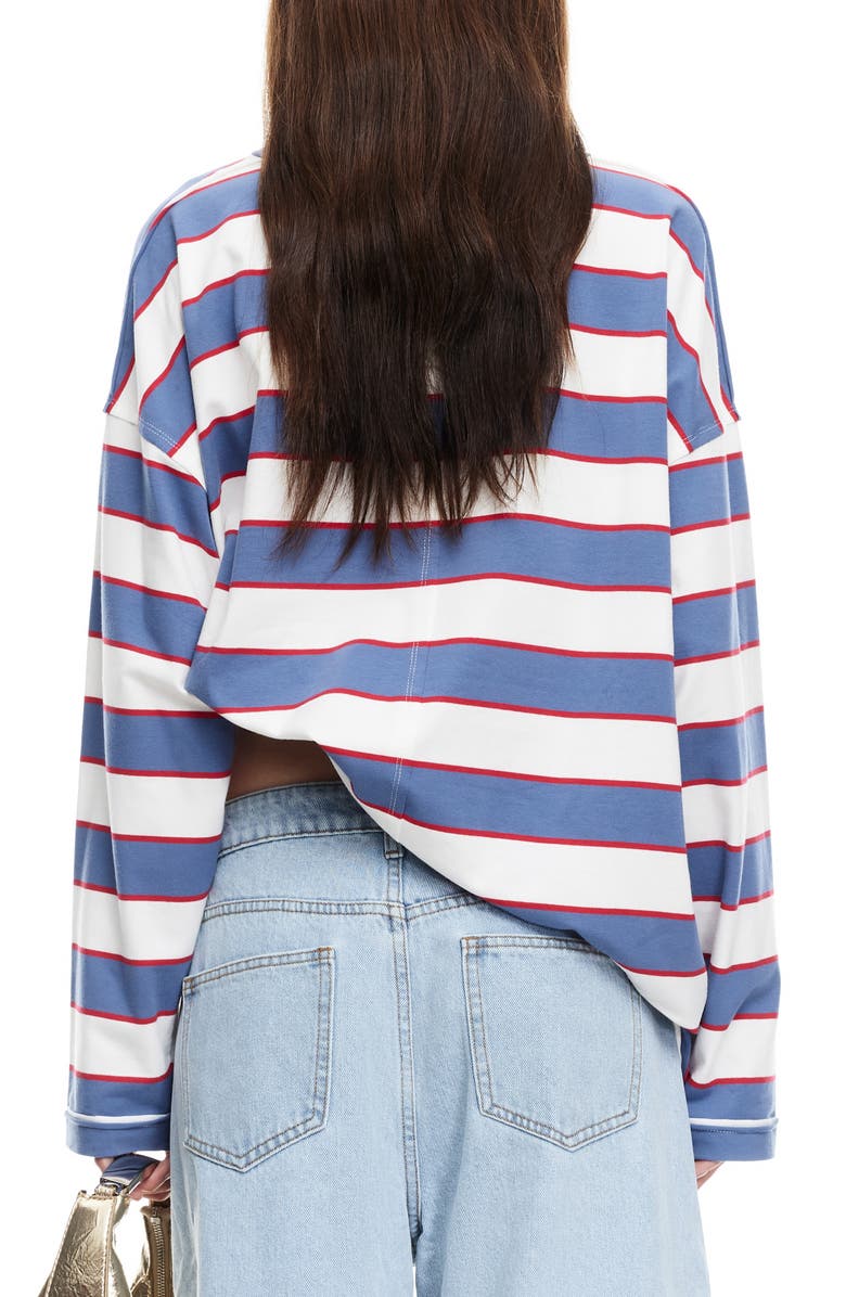 LIONESS Horizon Stripe Long Sleeve Top, Alternate, color, Dusty Blue Stripe