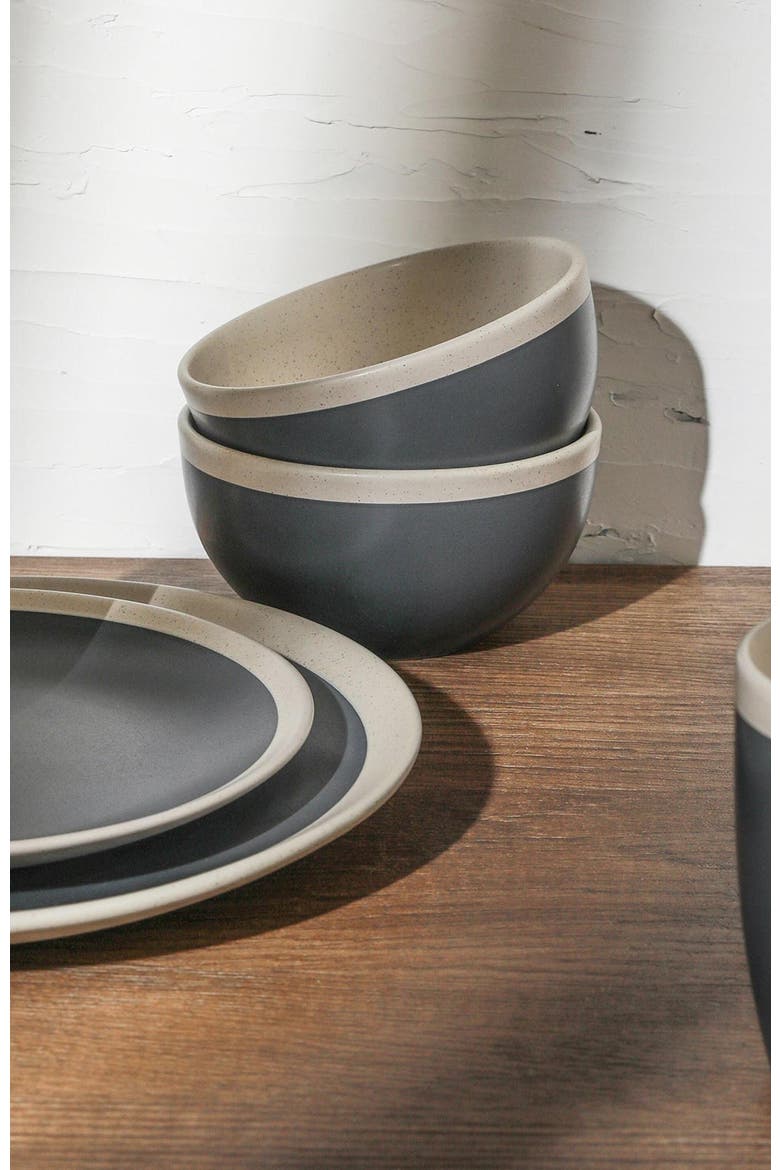 Serenity Stoneware 16-Piece Dinnerware Set, Alternate, color, Dark Gray and Cream