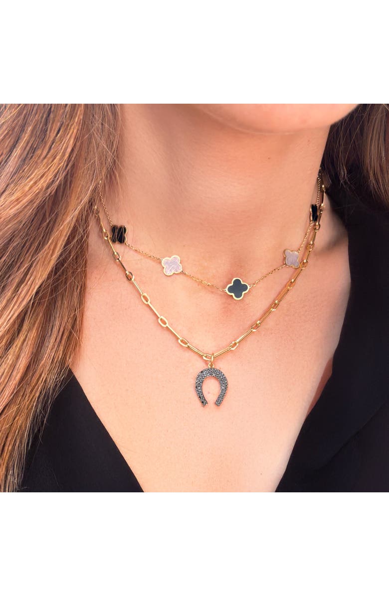 The Lovery Fine Jewelry Black Diamond Horseshoe Charm, Alternate, color, Black Diamond