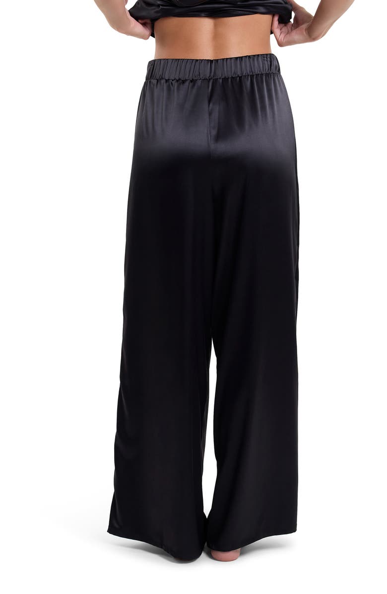 Hanky Panky Luxe Satin Pajama Pants, Alternate, color, Black