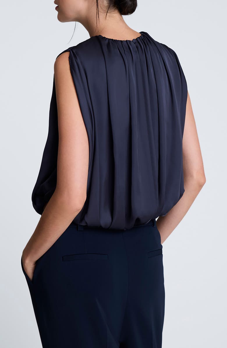 Kenneth Cole Gathered Neck Sleeveless Bubble Hem Top, Alternate, color, Dark Navy