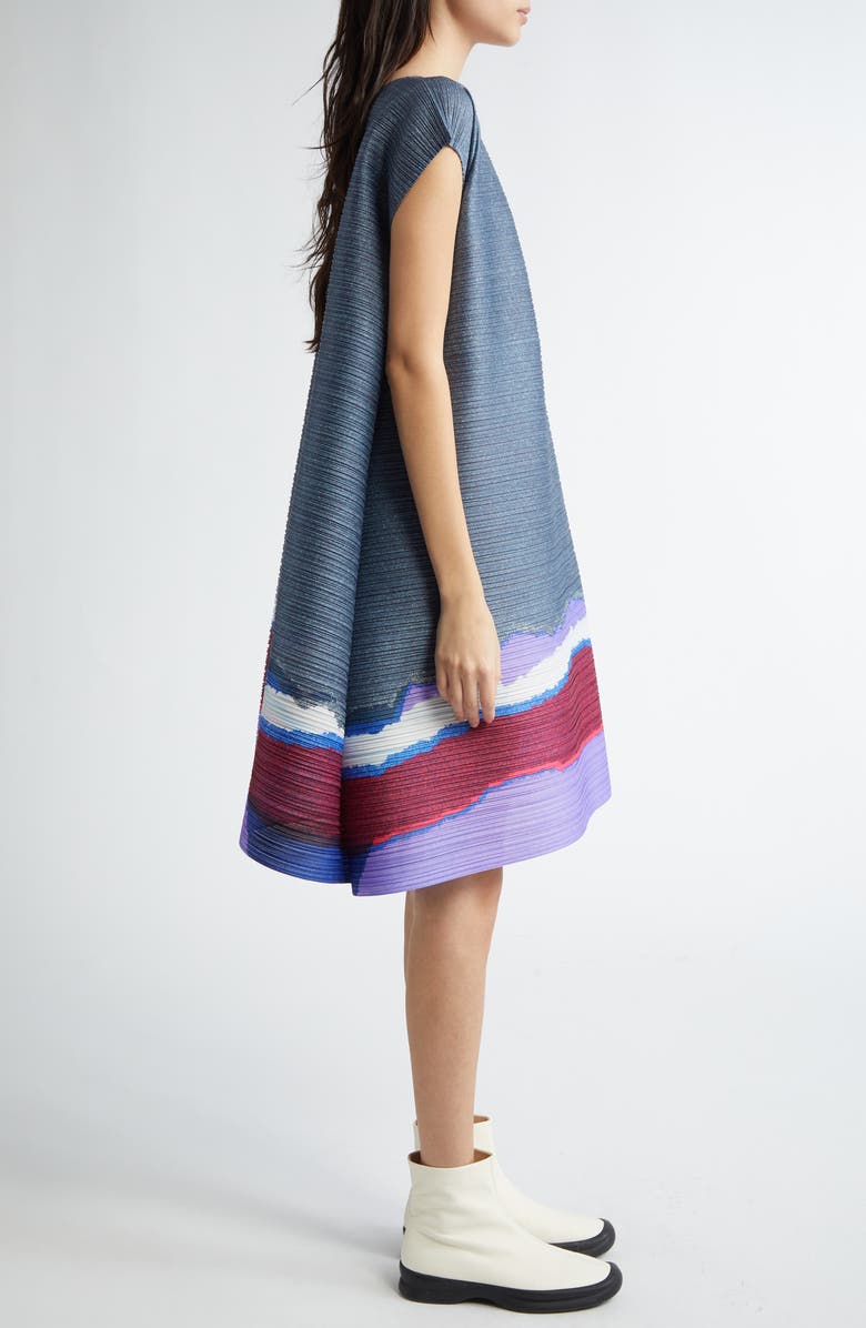 Pleats Please Issey Miyake Grainy Colors Pleated Shift Dress, Alternate, color,