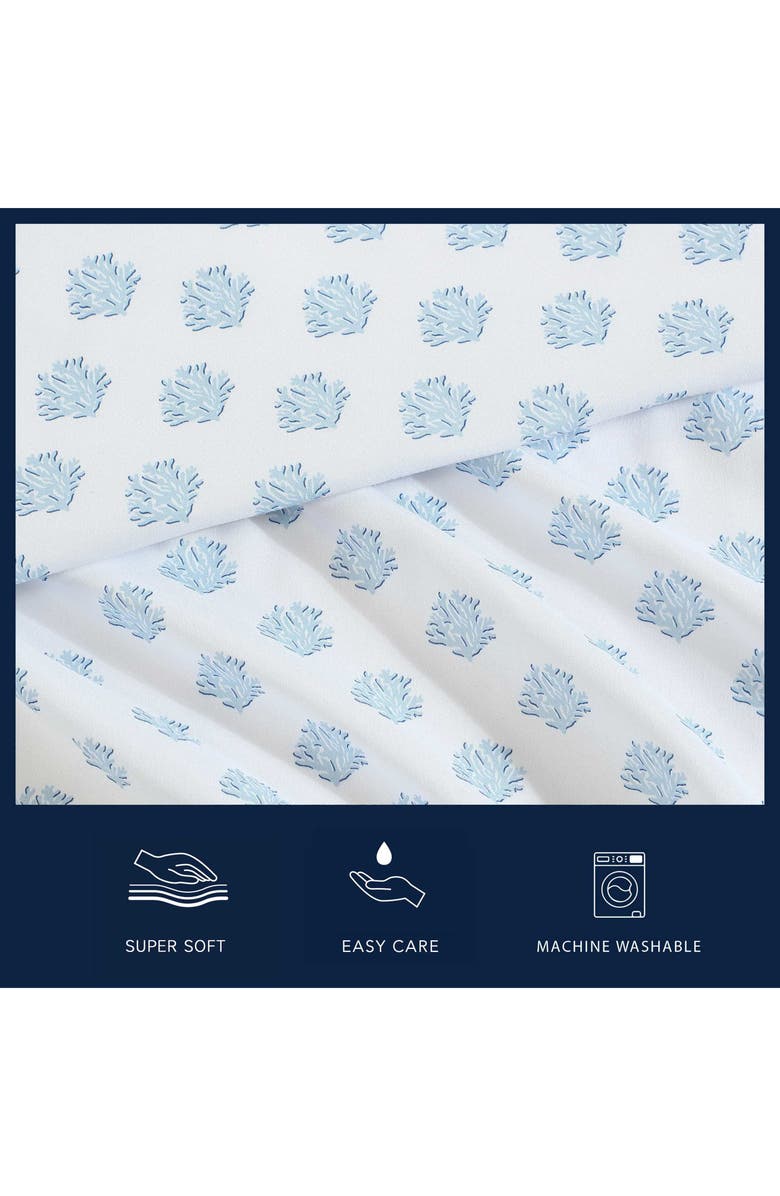 Nautica Coastal Coral Print Microfiber Sheet Set, Alternate, color, Lt-Pastel Blue