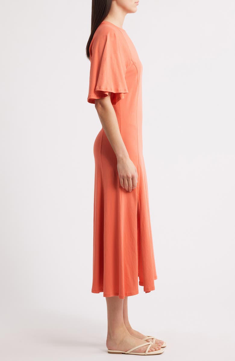 Nation LTD Milley Raglan Organic Cotton Midi Dress, Alternate, color, Coral Kiss