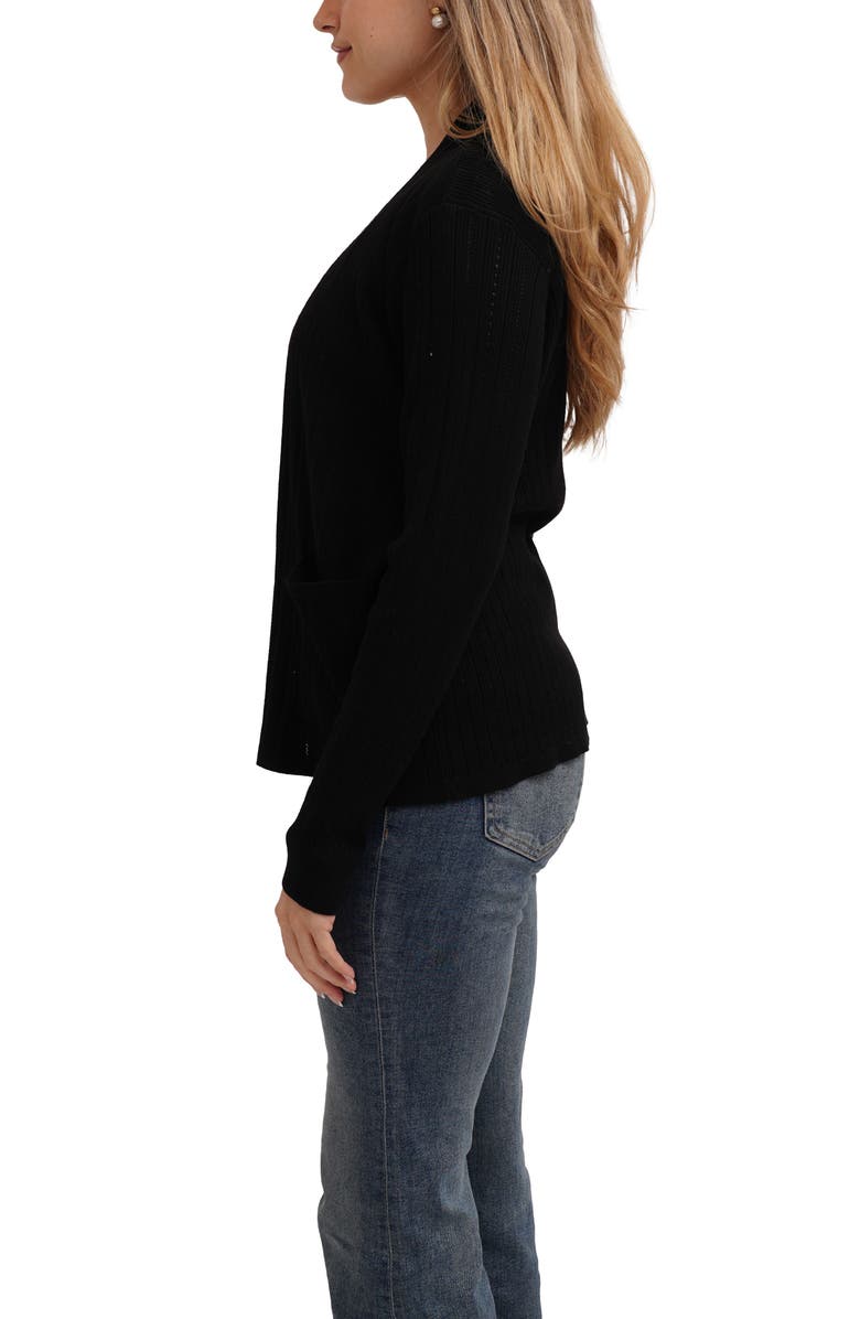CYRUS Pointelle Cardigan, Alternate, color, Black