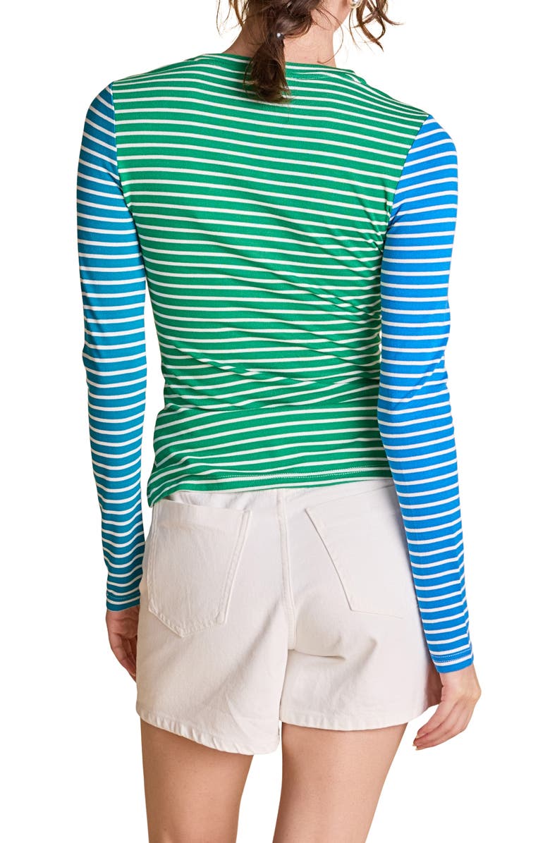 English Factory Colorblock Stripe Long Sleeve T-Shirt, Alternate, color, Green Multi