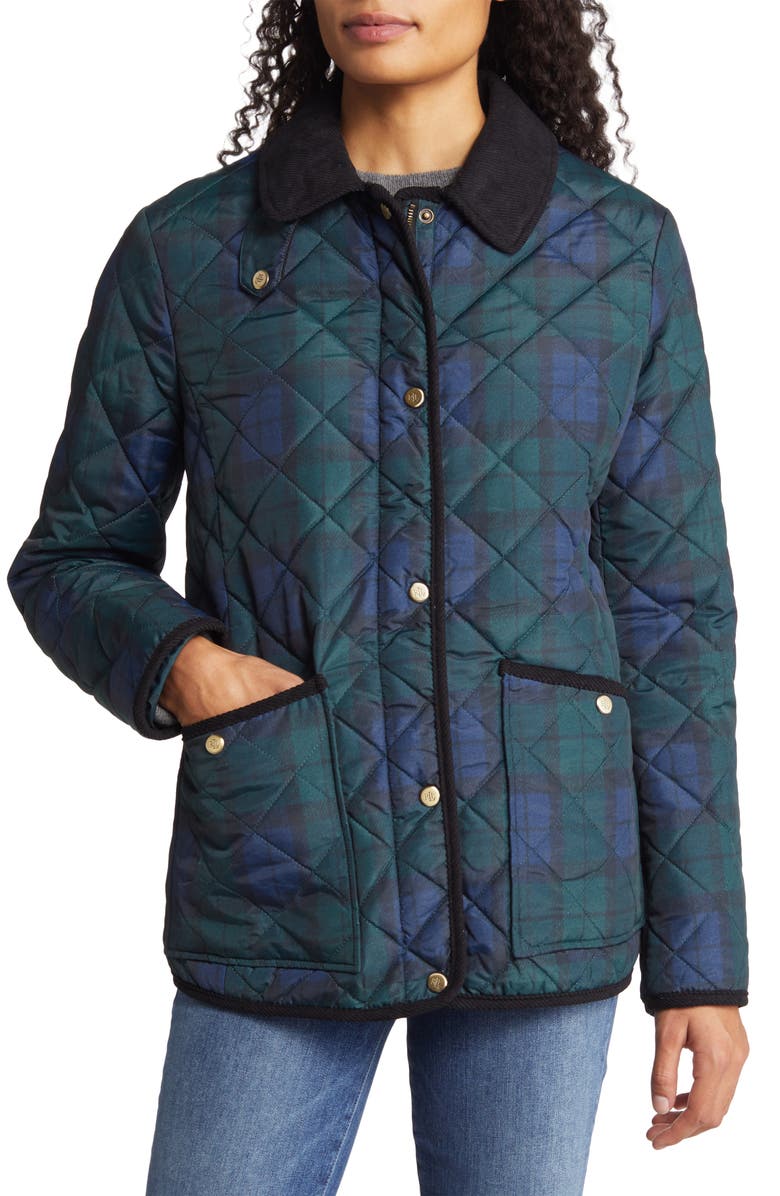 Lauren Ralph Lauren Plaid Quilted Coat, Alternate, color,