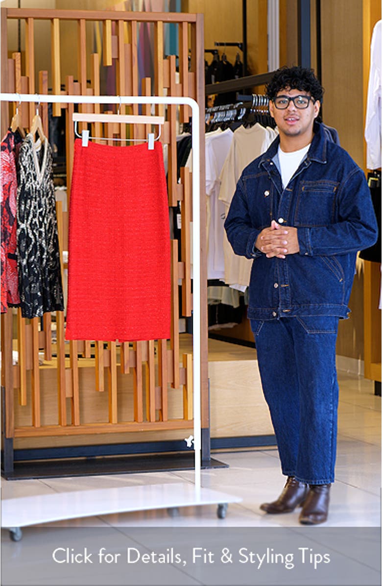 x Tanya Foster Tonal Eyelash Tweed Midi Pencil Skirt, sales video thumbnail