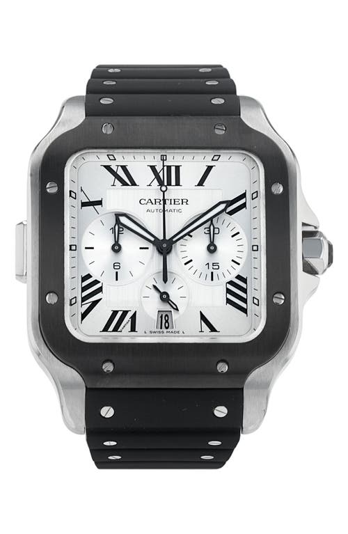 Watchfinder & Co. Cartier Preowned 2023 Santos De Cartier Rubber Strap Watch, 43.3mm in Silver 