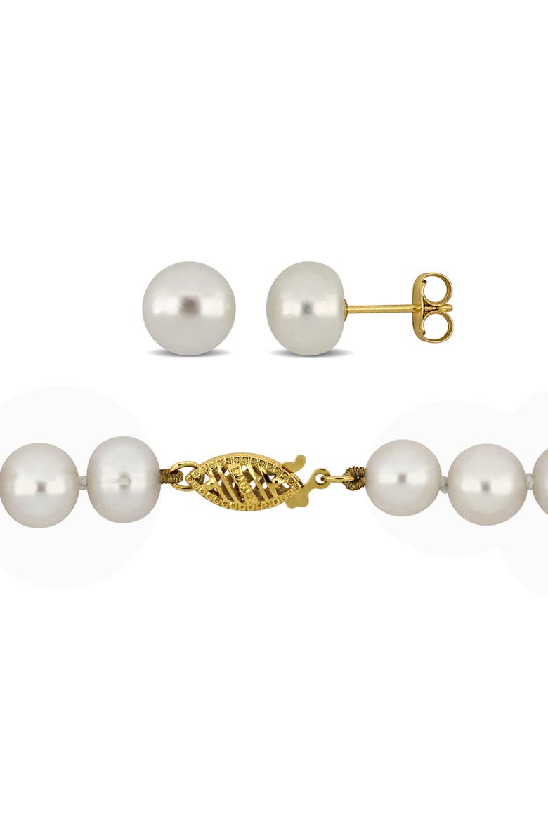 2-Piece Set Cultured Pearl Necklace & Earrings 10K, Alternate, color, Pearl