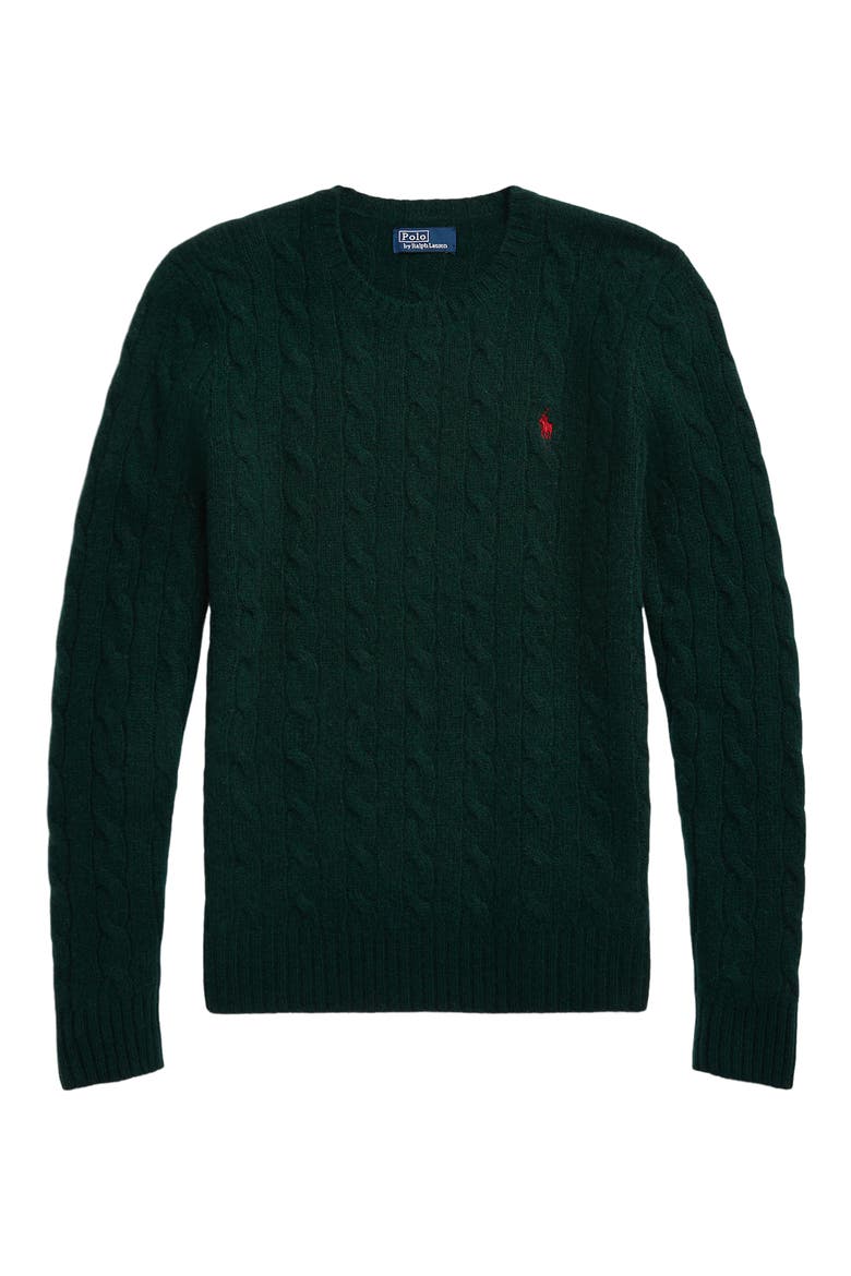 Julianna Wool & Cashmere Cable Stitch Sweater, Alternate, color, COLLEGE GREEN
