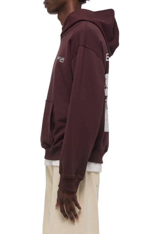 Helmut Lang Relaxed Fit Graphic Ski Hoodie In Burgundy