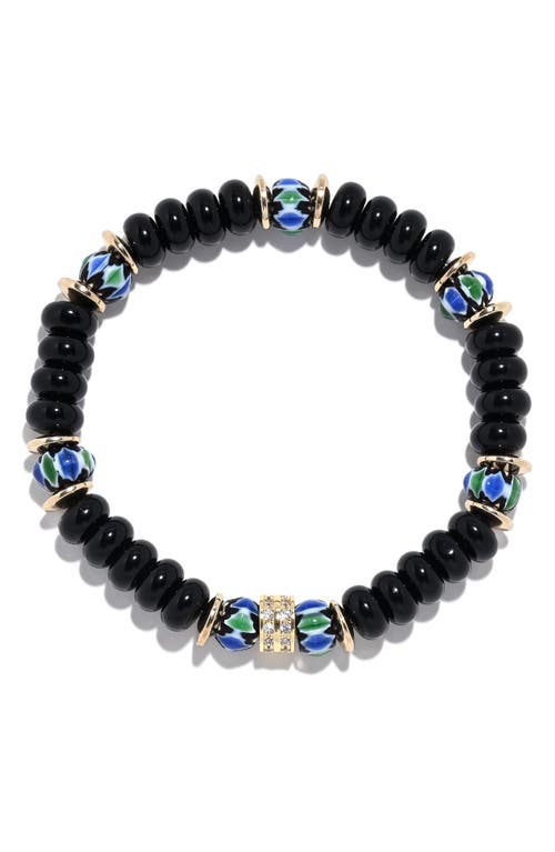Eye Candy Los Angeles Charlie Pavé Beaded Stretch Bracelet In Black